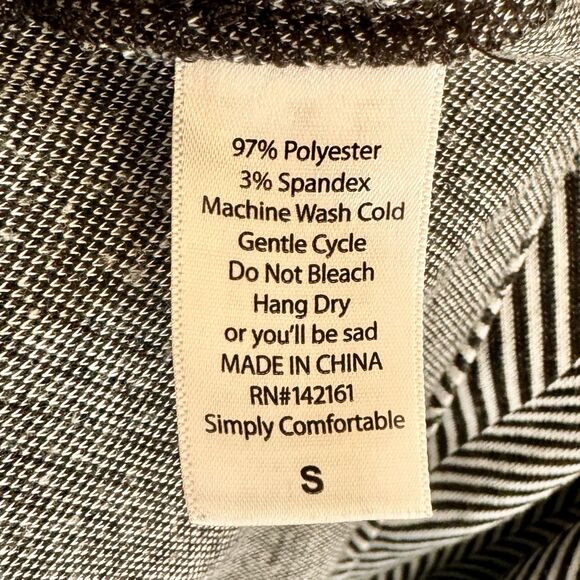 Lula Roe Amelia Dress Size Small Black White Print Pleated Zip Stretch Pockets - Picture 11 of 12